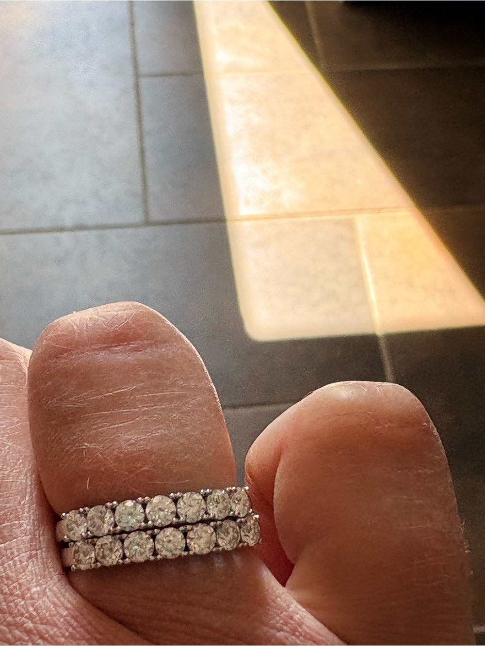 Sterling silver Moissanite Anniversary Bands - Picture 3 of 7